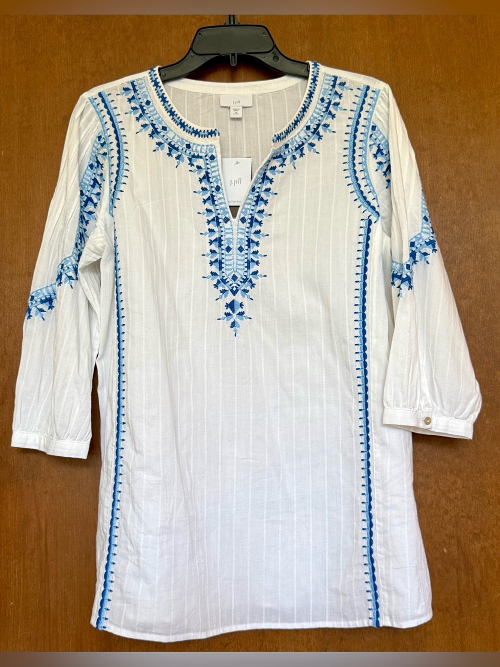 J Jill Embroidered Cotton Blouse, MP, NWT